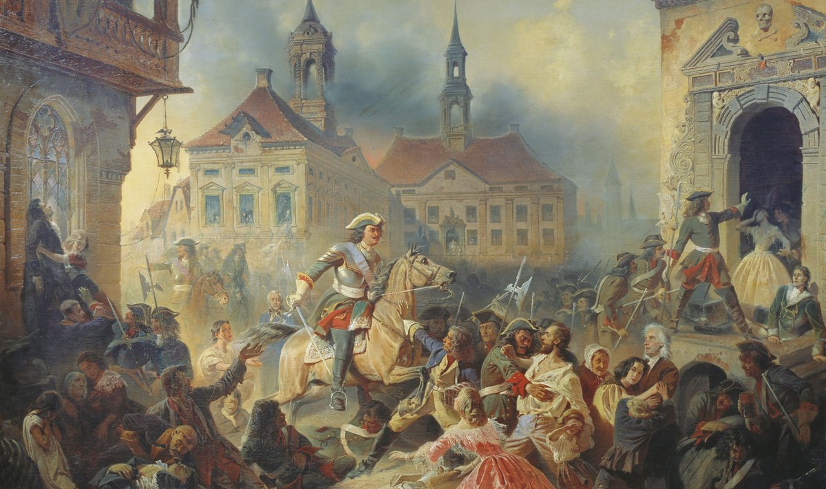 Ajalooline maal Peeter Esimesest aastal 1704 Narva vallutamist juhtimas