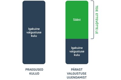 Joonis 2 Valmislahenduse korral ostab klient valgustid välja ning igakuist tasu ei lisandu. Valgustite halduse ja hoolduse eest vastutab klient.