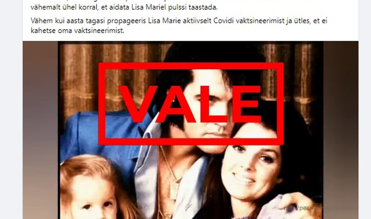 Postitus Facebookis seostab Elvis Presley tütre ootamatut surma koroonavaktsiiniga