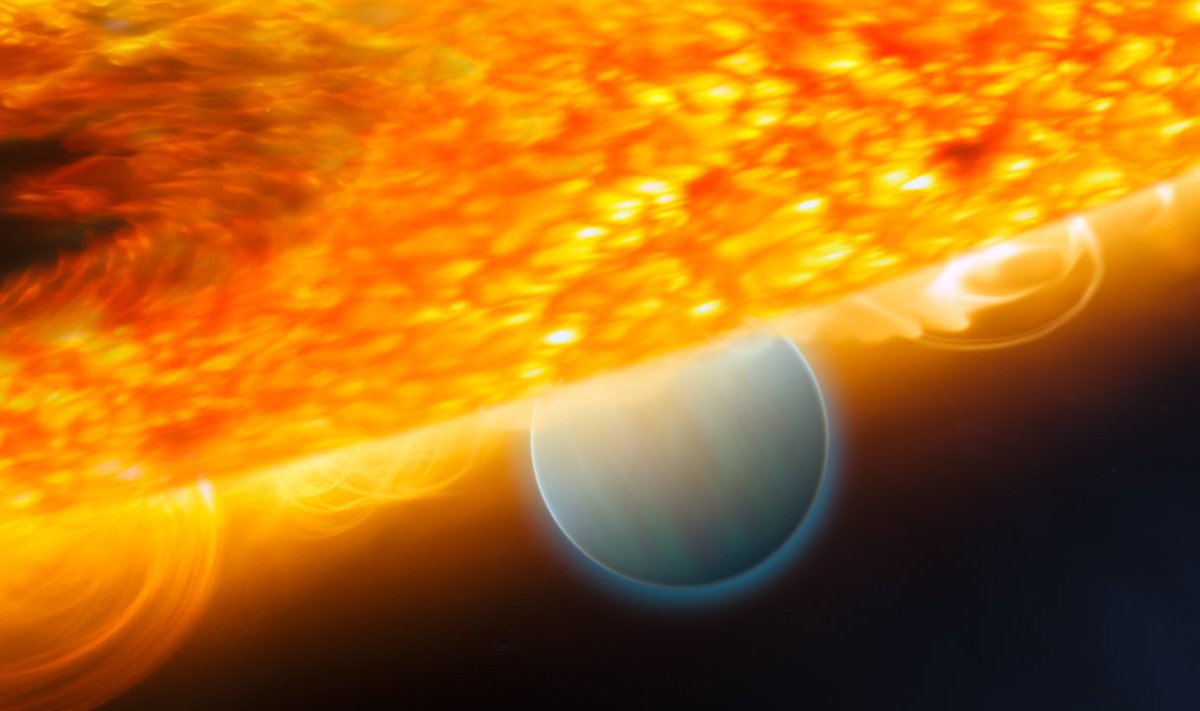 Oma päikese varju jääv HD 189733b (Wikimedia Commons, ESA/NASA/GSFC/M. Kornmesser (ESA/Hubble)/STScI)