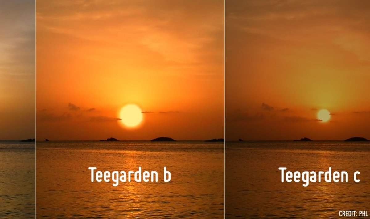 Just sellised võiksid eksoplaneetidel välja näha täheloojangud. Vasakul pildil võrdluseks päikeseloojang Maal.