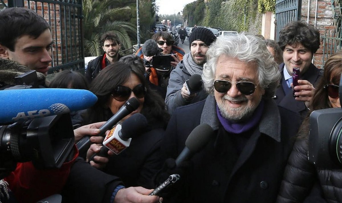 Oma protestiliikumisega suuruselt kolmanda häältesaagi kogunud Beppe Grillo pärast valimisi.