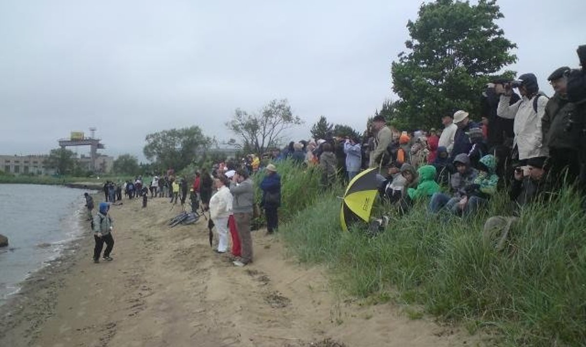 Rahvas jälgib Hara lahe ääres dessanti.