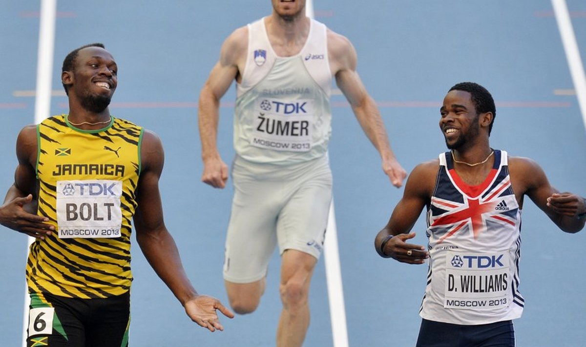 Usain Bolt 200 meetri eeljooksus.
