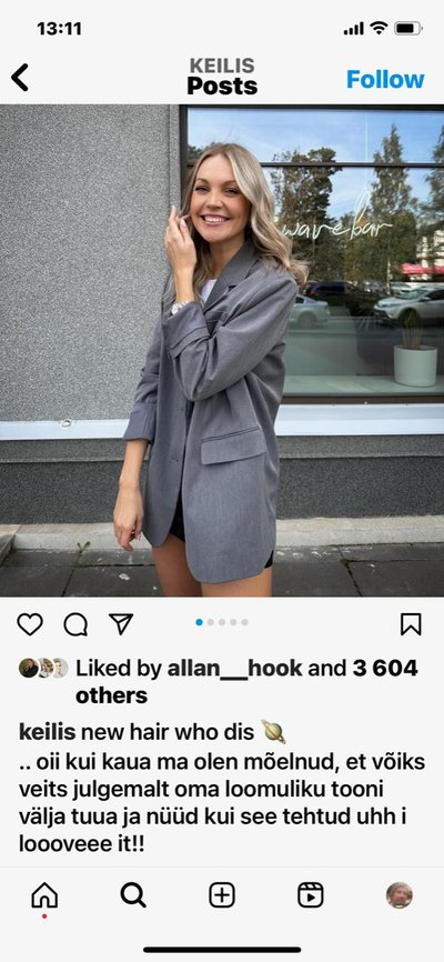 LOOMULIK Keili Sükijaineni uus, talle omasem juuksetoon.