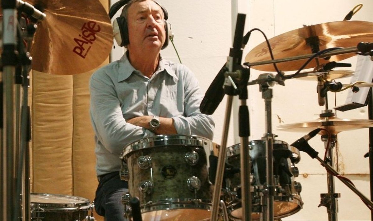 Nick Mason of Pink Floyd takes a break from recording the drums for the Children in Need 'All you need is love' track at Abbey Road studios, London. Picture date: Monday September 7, 2009. Mason is joined by Sir Terry Wogan and former Rolling Stone Bill Wyman to record the song which will be used on the forthcoming Bandaged Together album. See PA story SHOWBIZ Song. Photo credit should read: Katie Collins/PA Wire