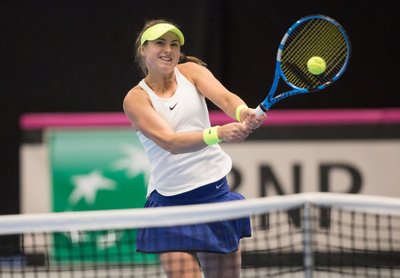 Rebecca Peterson 2018. aasta veebruaris Tallinnas Tallinki tennisekeskuses.