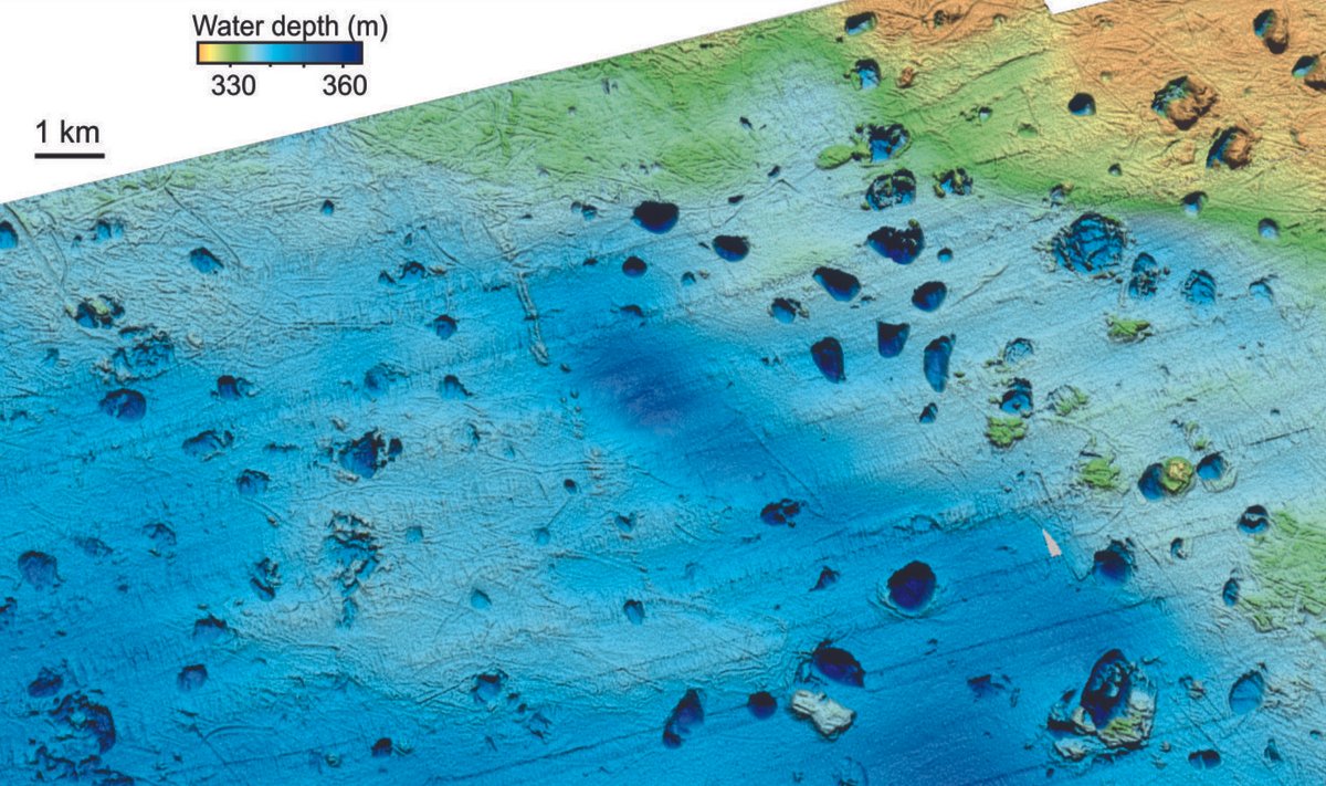 Töörühm leidis Põhja-Jäämerest sadu kraatreid. Autor/allikas: Andreassen et al./Science