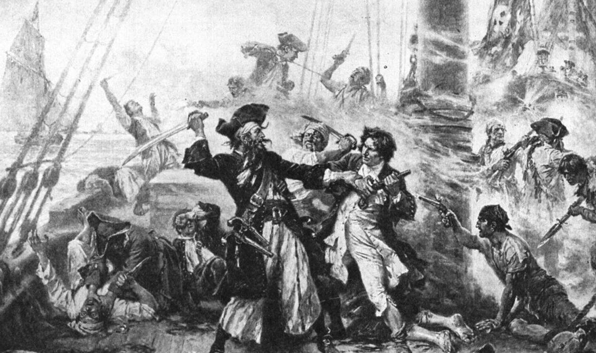 Commons, vabakasutuseks (Ferrise maal "Capture of the Pirate, Blackbeard, 1718" aastast 1920)