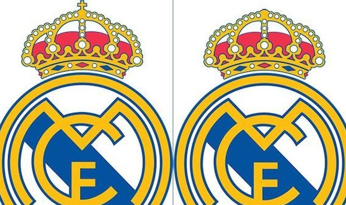 Madridi Reali logo ristiga ja ilma