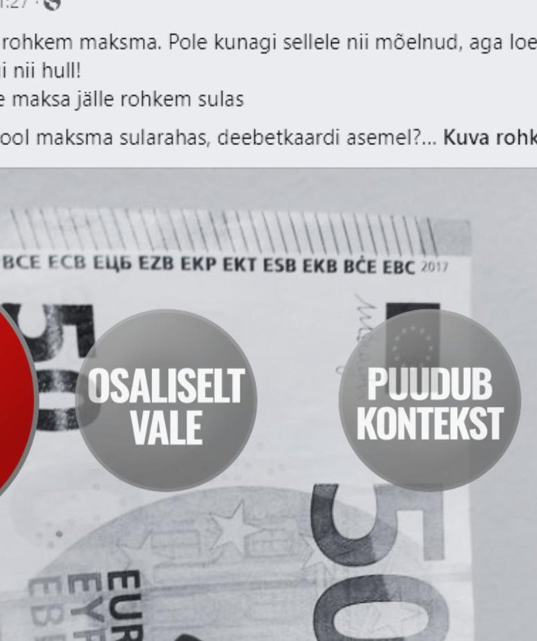 Kuvatõmmis Facebooki postitusest