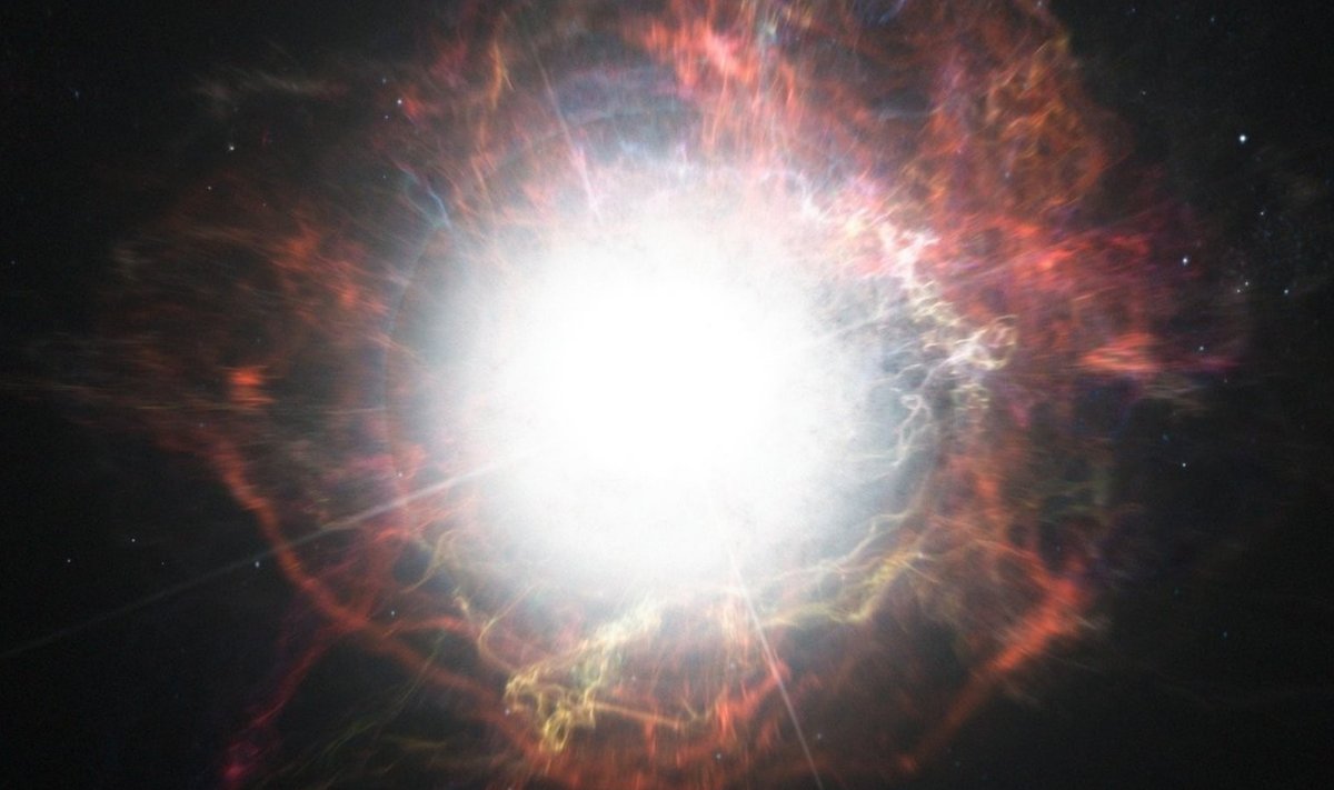 Supernoova plahvatus kunstniku nägemuses. (Allikas: ESO / M. Kornmesser)