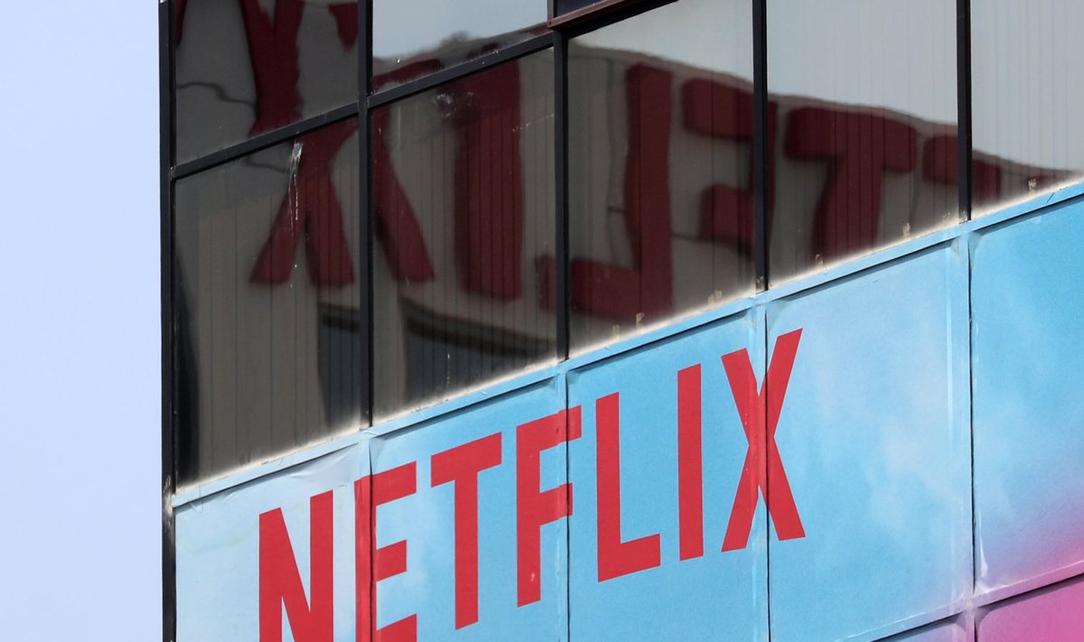 Netflixi logo nende kontori välisseinal