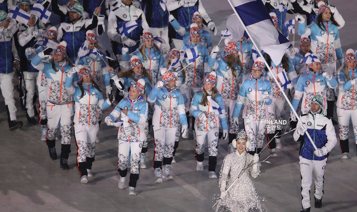 Soome koondis olümpia avatseremoonial. Pilt on illustratiivne