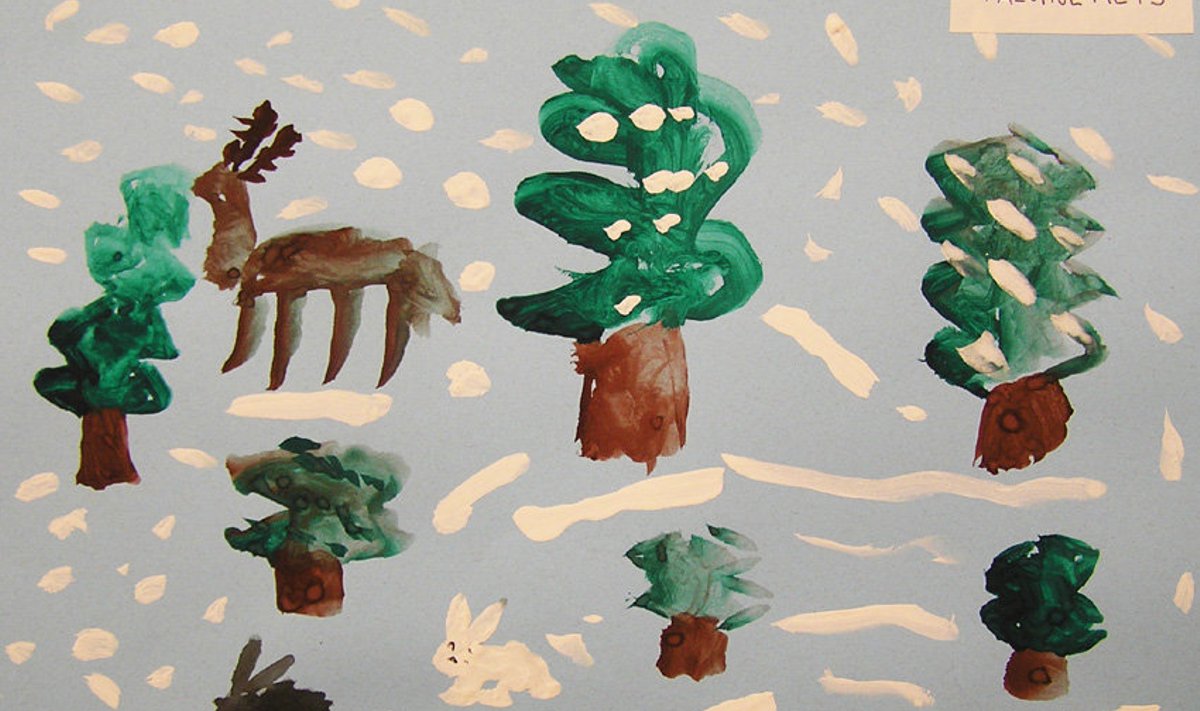 Talvine mets. Joonistanud Heidi Koivuoja, 6-aastane