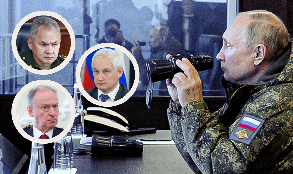 Vene kaitseminister Sergei Šoigu, julgeolekunõukogu sekretär Nikolai Patrušev ja asepeaminister Andrei Beloussov