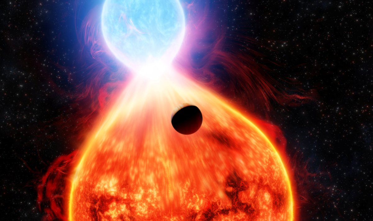 Pildil on näha 8 Ursae Minoris b-d ja kahe tähe ühinemist.