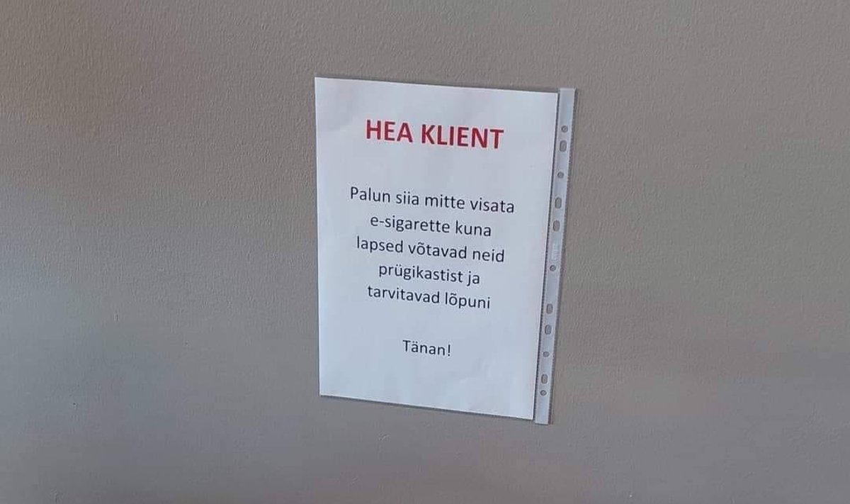 HOIATUS POESEINAL: Lapsed sobravad prügikastis e-sigareti leidmise lootuses.