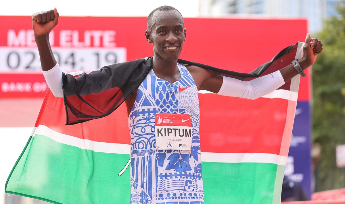 Maailmarekordi püstitanud Kelvin Kiptum Chicago maratonil 
