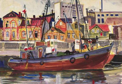 Тынис Лаанемаа (1937). Рыбный порт в Таллинне. 1965. Темпера, гуашь. Из собрания Тийта Пруули