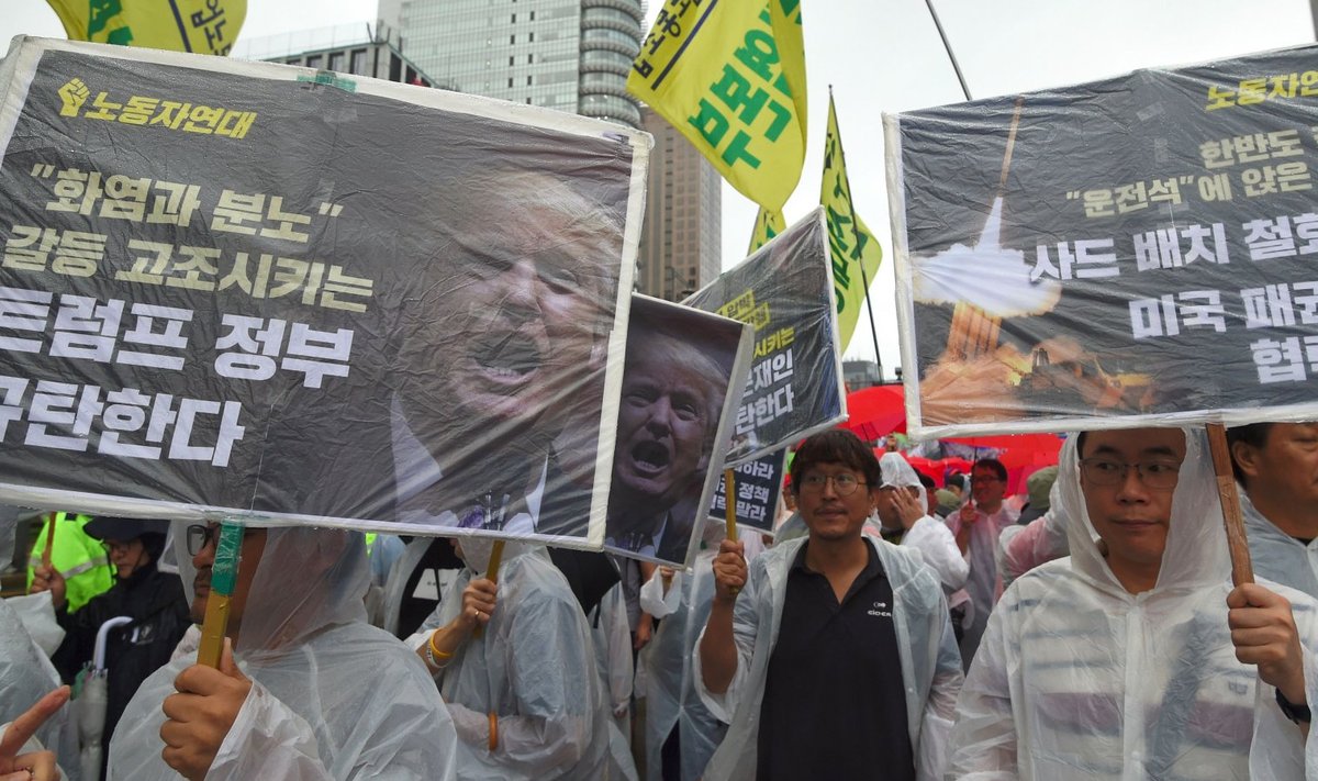 Южная Корея. Один из протестов против заявлений президента США Дональда Трампа.