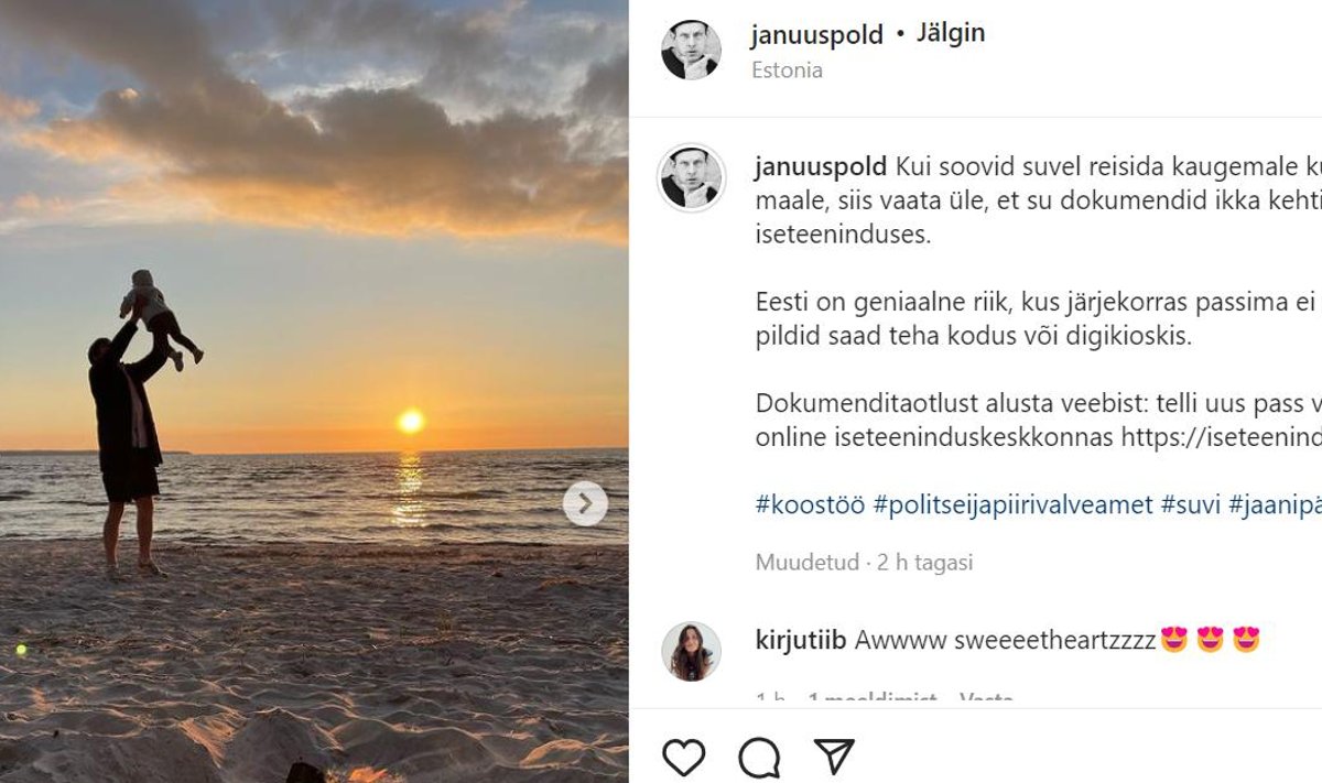 Jan Uuspõllu Instagrami postitus.