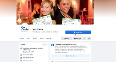 Facebookis vaktsineerimiskaarte müüv grupp