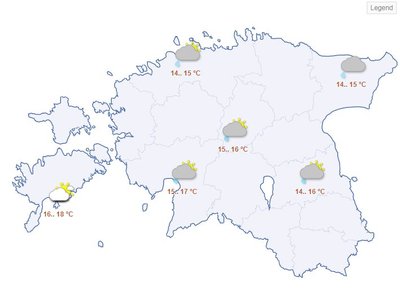 Laupäevane ilmaprognoos Riigi Ilmateenistuse kodulehelt