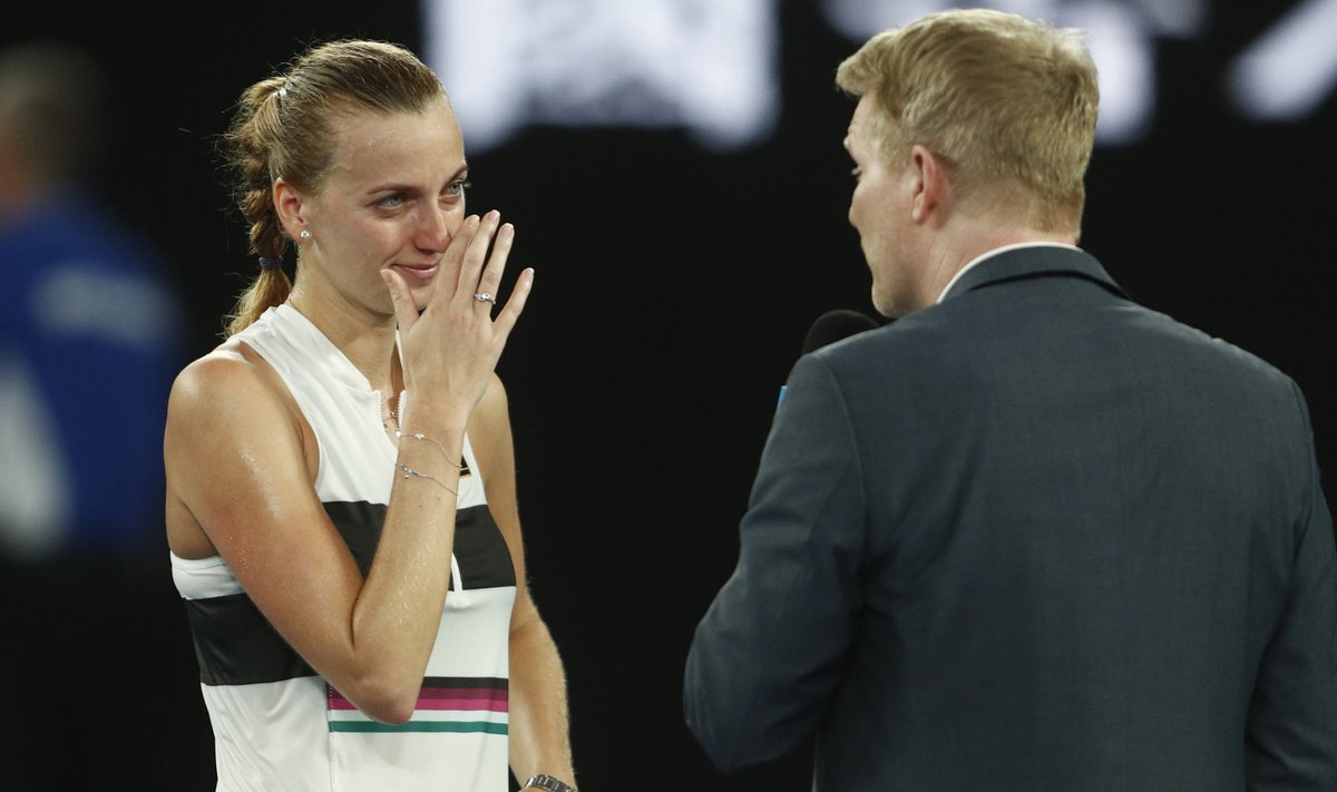 Petra Kvitova pärast võitu intervjuud andmas.