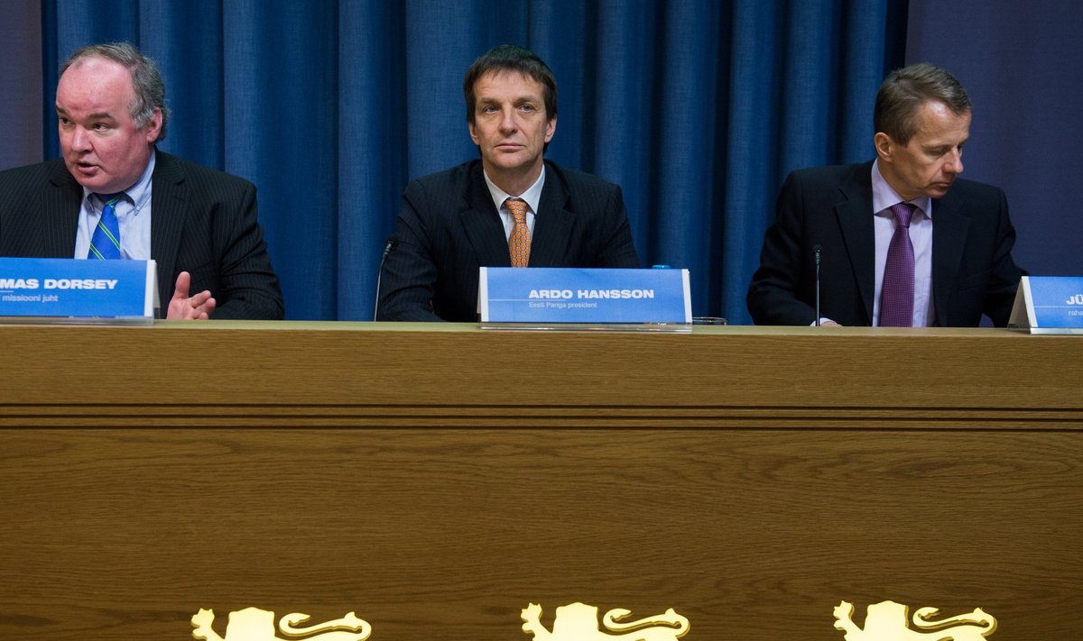 Thomas Dorsey (IMF), Ardo Hansson (Eesti Pank), Jürgen Ligi (rahandusministeerium)