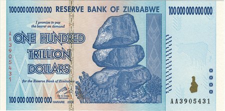 Kupüür väärtusega 100 triljonit Zimbabwe dollariT (2009)