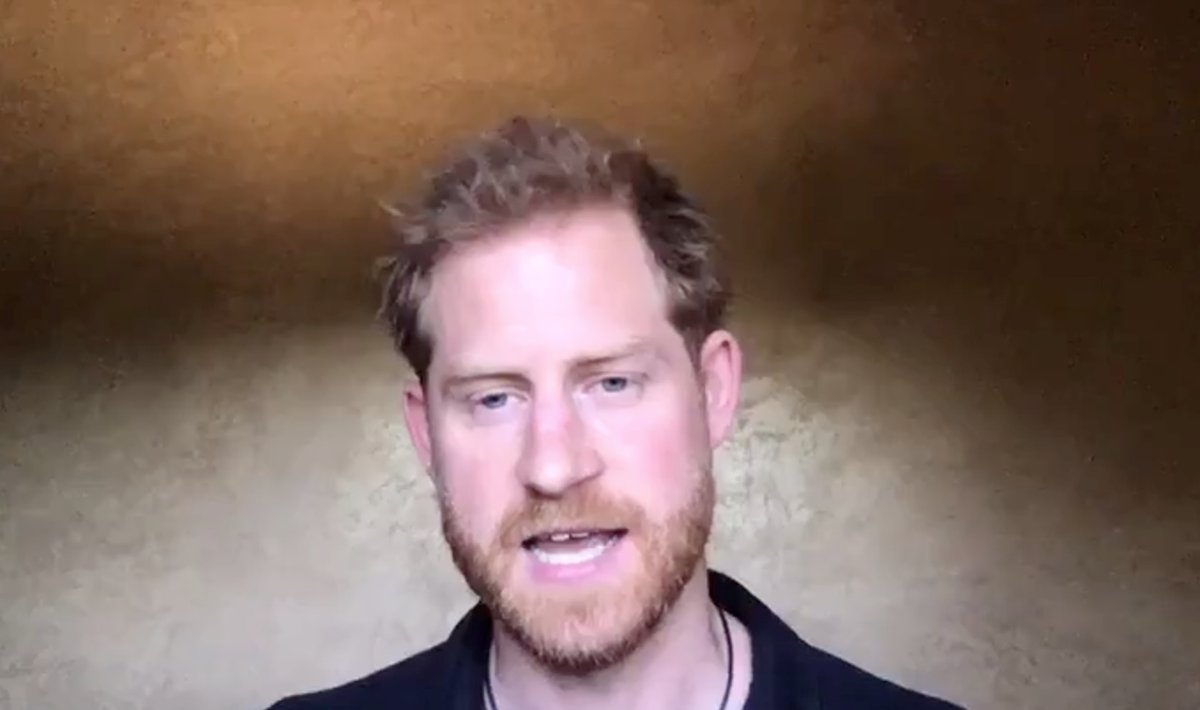 Britain's Prince Harry delivers a video message about the Invictus games