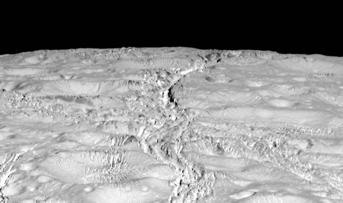 Enceladuse põhjanaba. Foto: NASA/JPL-Caltech/Space Science Institute