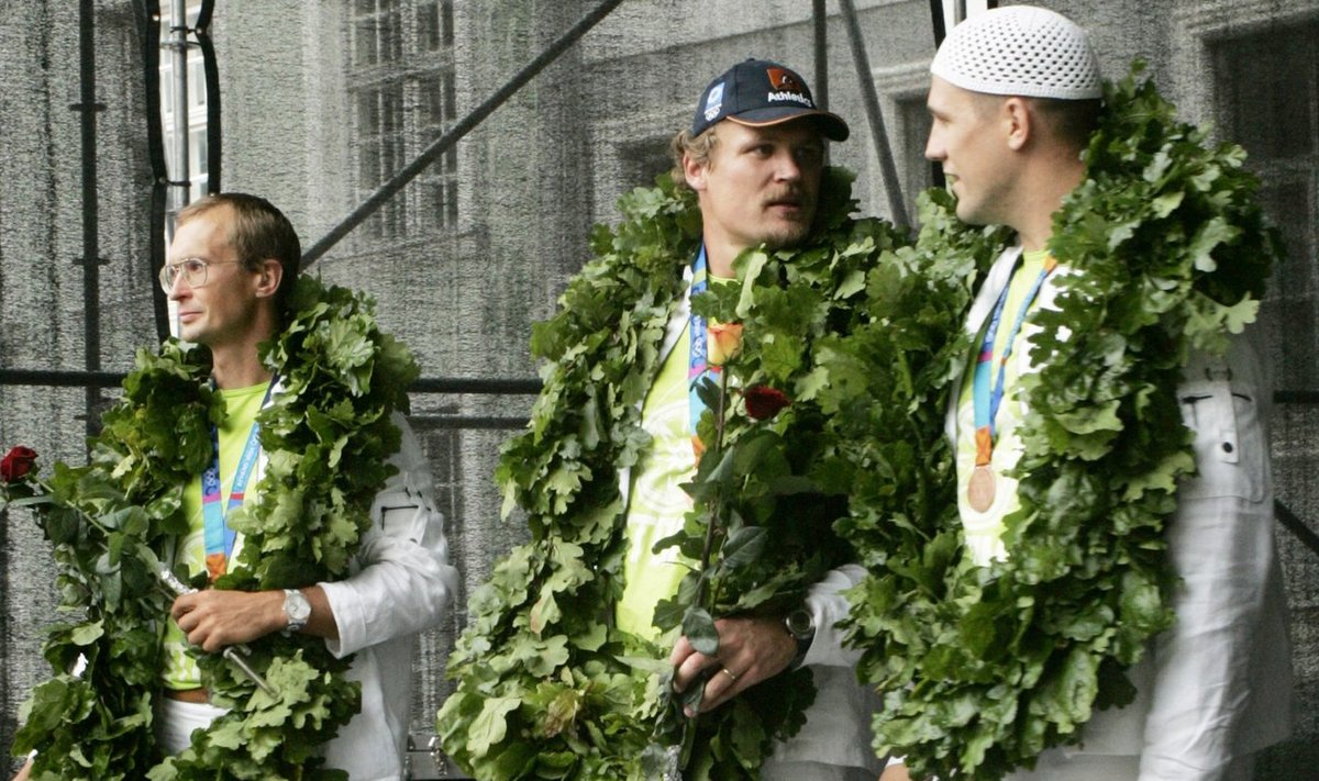 Ateena olümpia medalimehed: Jüri Jaanson, Aleksander Tammert ja Indrek Pertelson