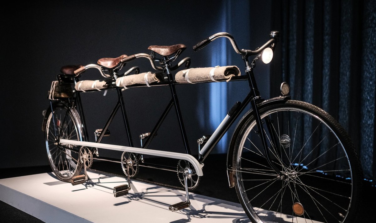 Ilmselt Joseph Beuysile vihjav jalgratas pulgale kinnitatud villatekkide ja pakiraamile pandud rasvakangidega.