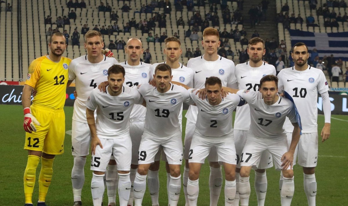 Eesti koondis enne viimast Rahvuste liiga kohtumist Kreekaga, mis võideti Ateenas 1:0.