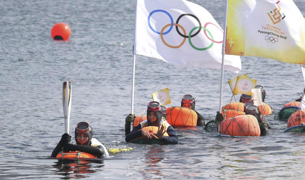 PyeongChangi olümpiatule teekond kulges osaliselt vee all
