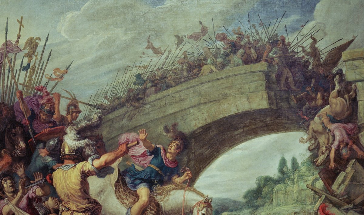 1613. aastal valminud Pieter Lastmanni maal, mis kujutab 312. aasta 28. oktoobri lahingut, mille käigus Constantinus Suur hävitas Vana-Rooma keisri Maxentiuse. 