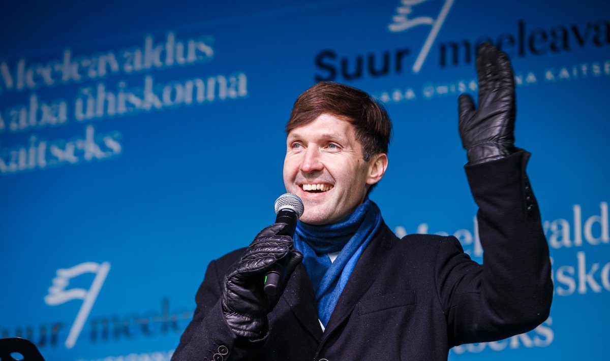 Martin Helme varasemal meeleavaldusel Tallinnas Vabaduse väljakul.