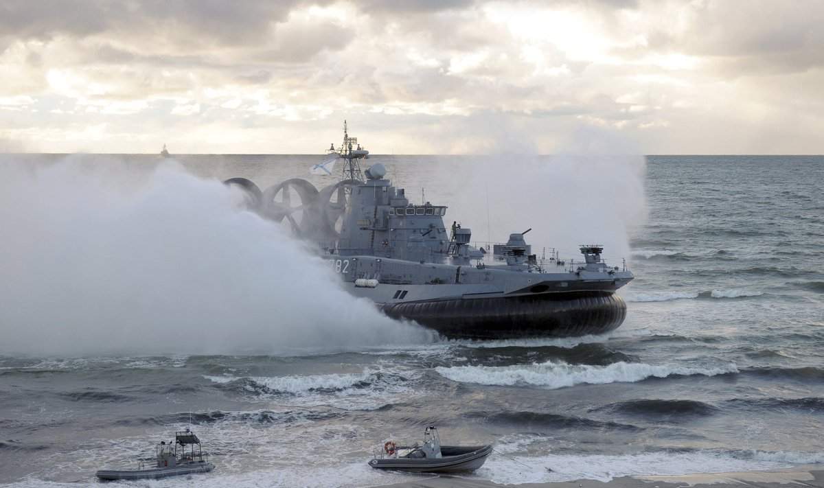 A military vessel is seen during the joint war games Zapad-2013 at the Khmelevka range on Russia's Baltic Sea in the Kaliningrad Region
