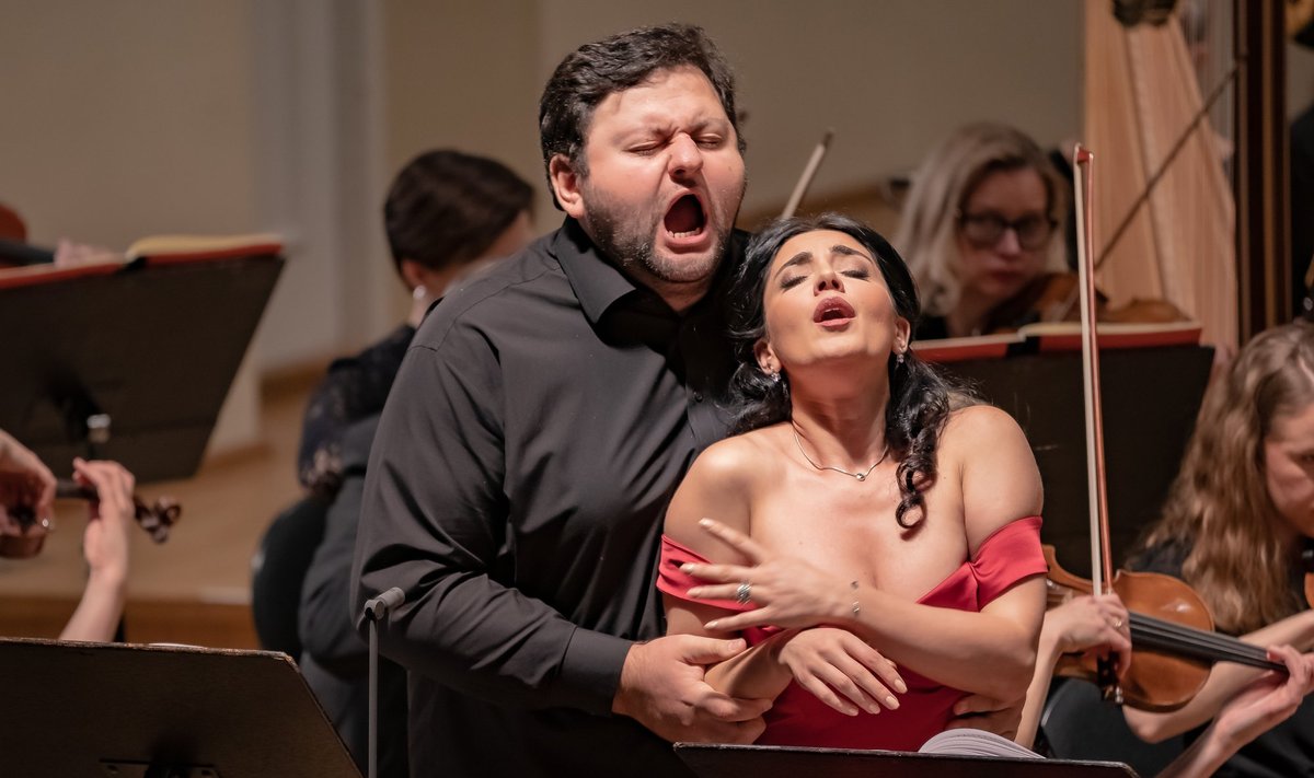 Falstaffi kehastas Gruusia bariton Misha Kiria, kes on seda osa laulnud paljudel suurtel ooperilavadel. Samavõrd särav oli ka Armeenia sopran Ani Yorentz proua Fordi rollis.