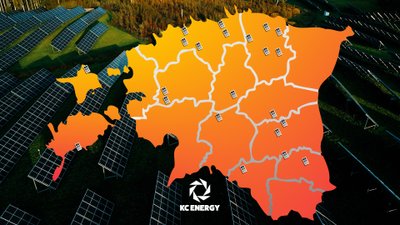 KC Energy päikeseparkide asukohad Eesti kaardil