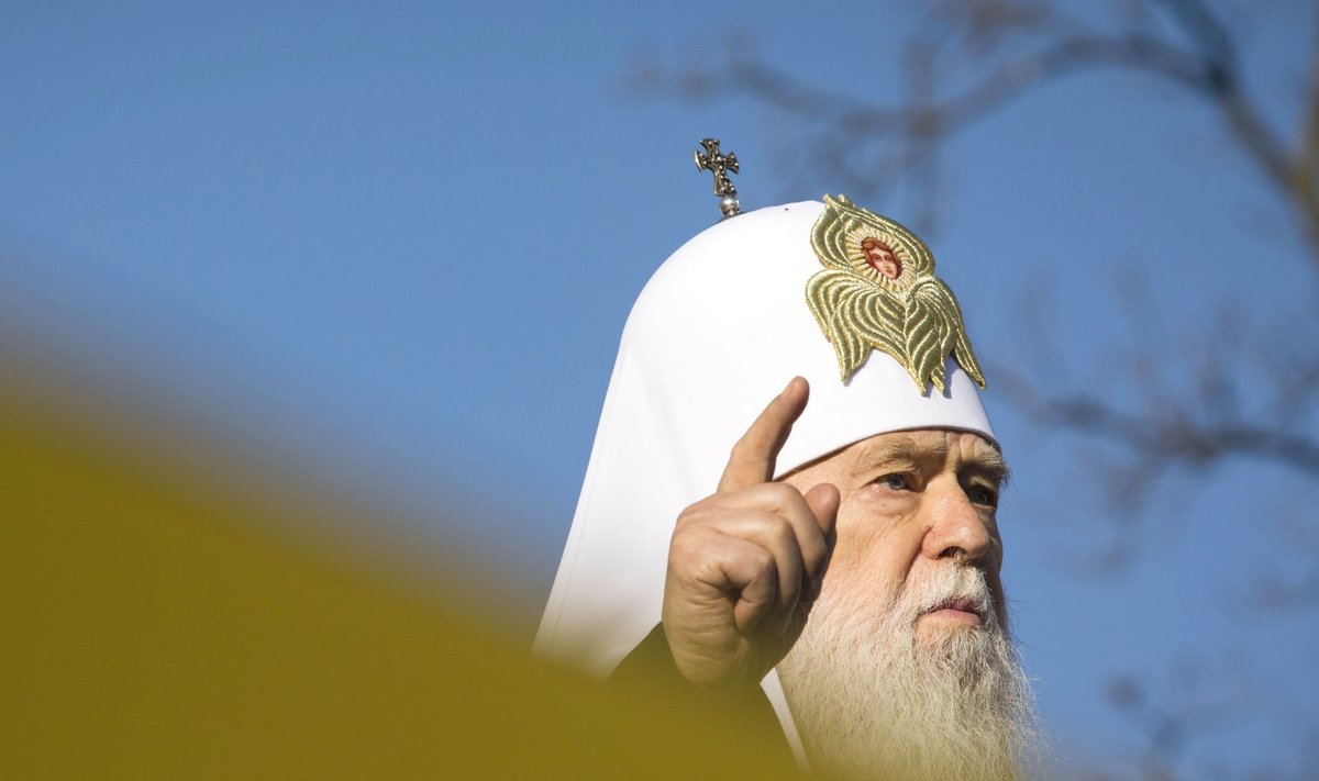 Iseseisvust püüdlev patriarh Filaret juhatas pühapäeval Kiievis tänupalvet, millest võttis osa ka president Petro Porošenko.