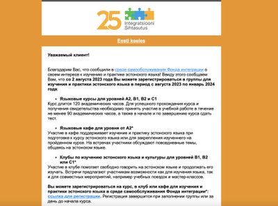 Так выглядит сообщение в cреде самообслуживания Фонда интеграции