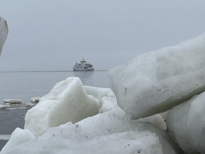 Глыбы морского льда у побережья.