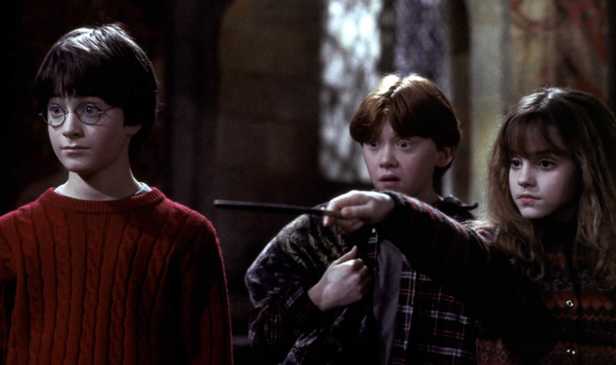 „Harry Potter ja tarkade kivi” (2001). Daniel Radcliffe, Rupert Grint ja Emma Watson imeeduka filmisaaga esimeses osas.