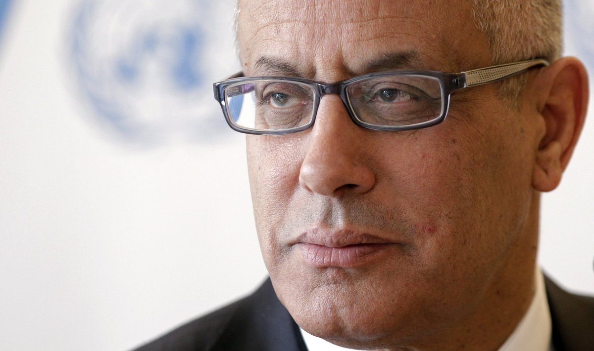 File picture shows Libyan PM Zeidan pausing after his address to the 22nd session of the Human Rights Council at the United Nations in Geneva,