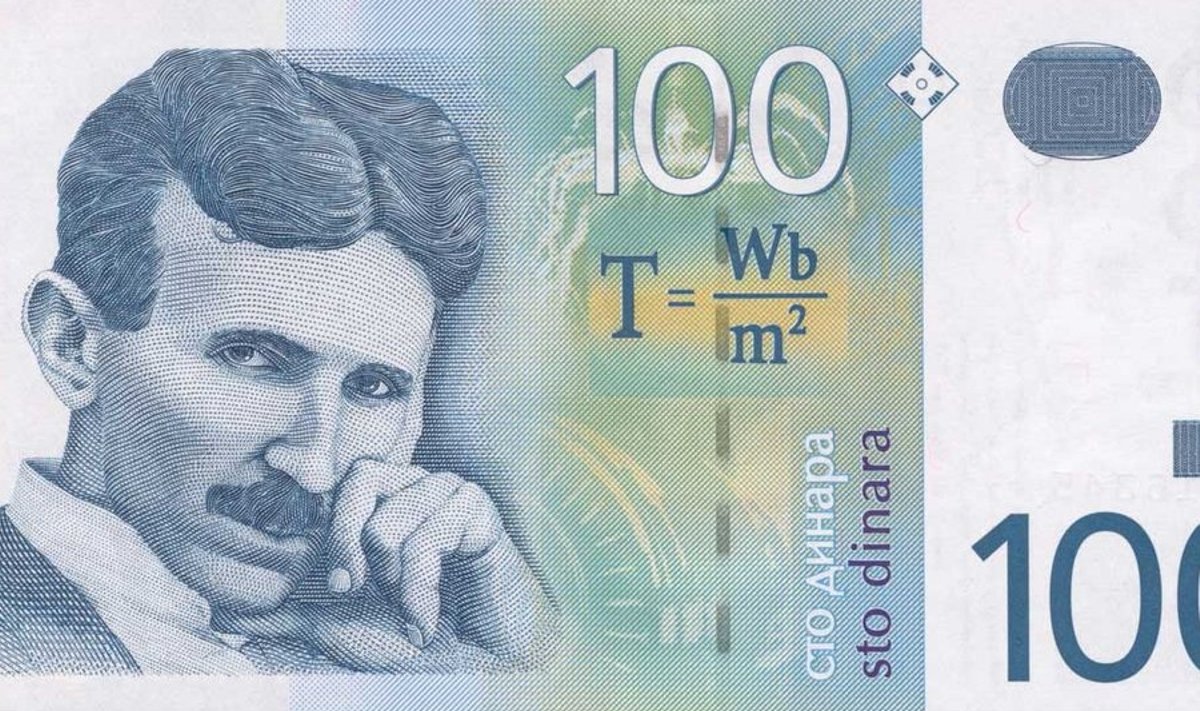Nikola Tesla Serbia 100dinaarisel.