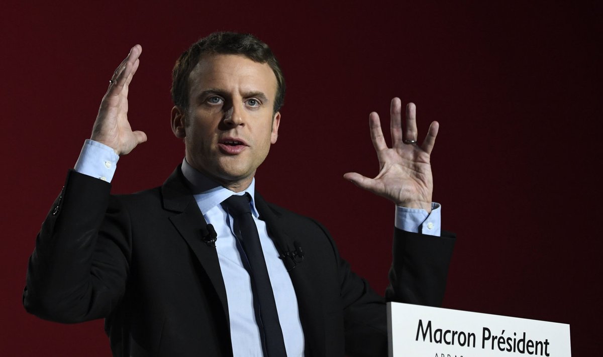 Macron 26. aprillil Põhja-Prantsusmaal Arrasis kõnet pidamas