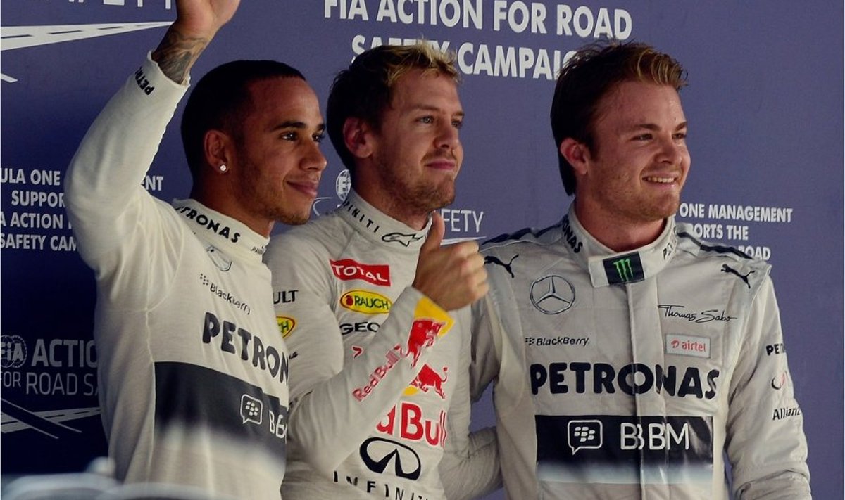 Hamilton, Vettel ja Rosberg